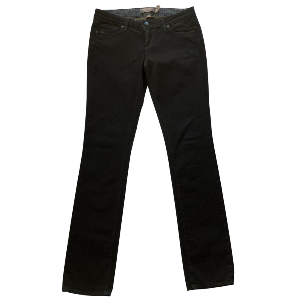 Paige Blue Heights Black Straight Leg Jeans Size 28 Stretch Y2K